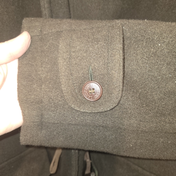 VTG Lands End Direct Merchant Wool Hooded Toggle Button Duffle Coat Choc.Brown L - Picture 9 of 10